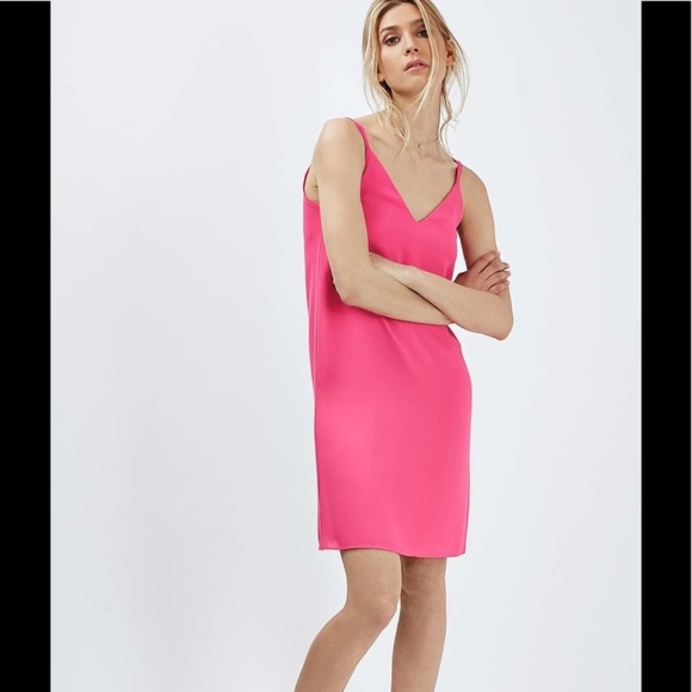 Top Shop Pink Cross Back Slip Dress Size 2 PETITE
